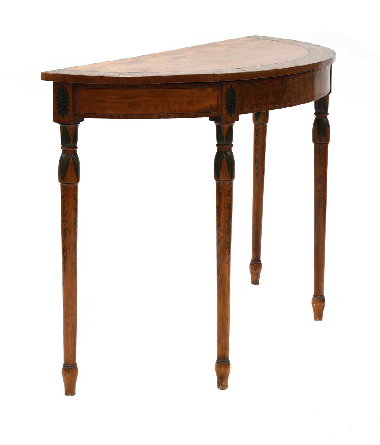A George III and later painted and inlaid satinwood pier table, - Image 2 of 7