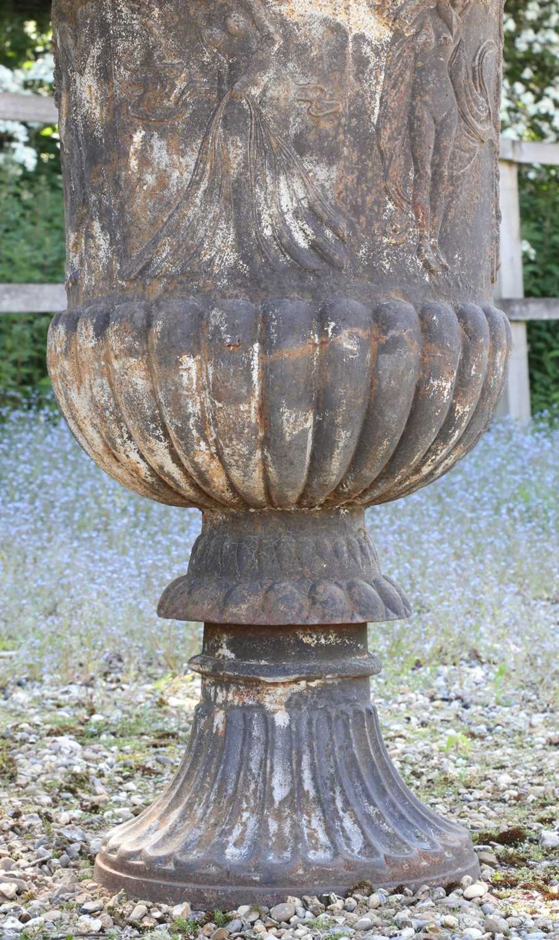 A cast iron campana garden urn, - Image 3 of 6