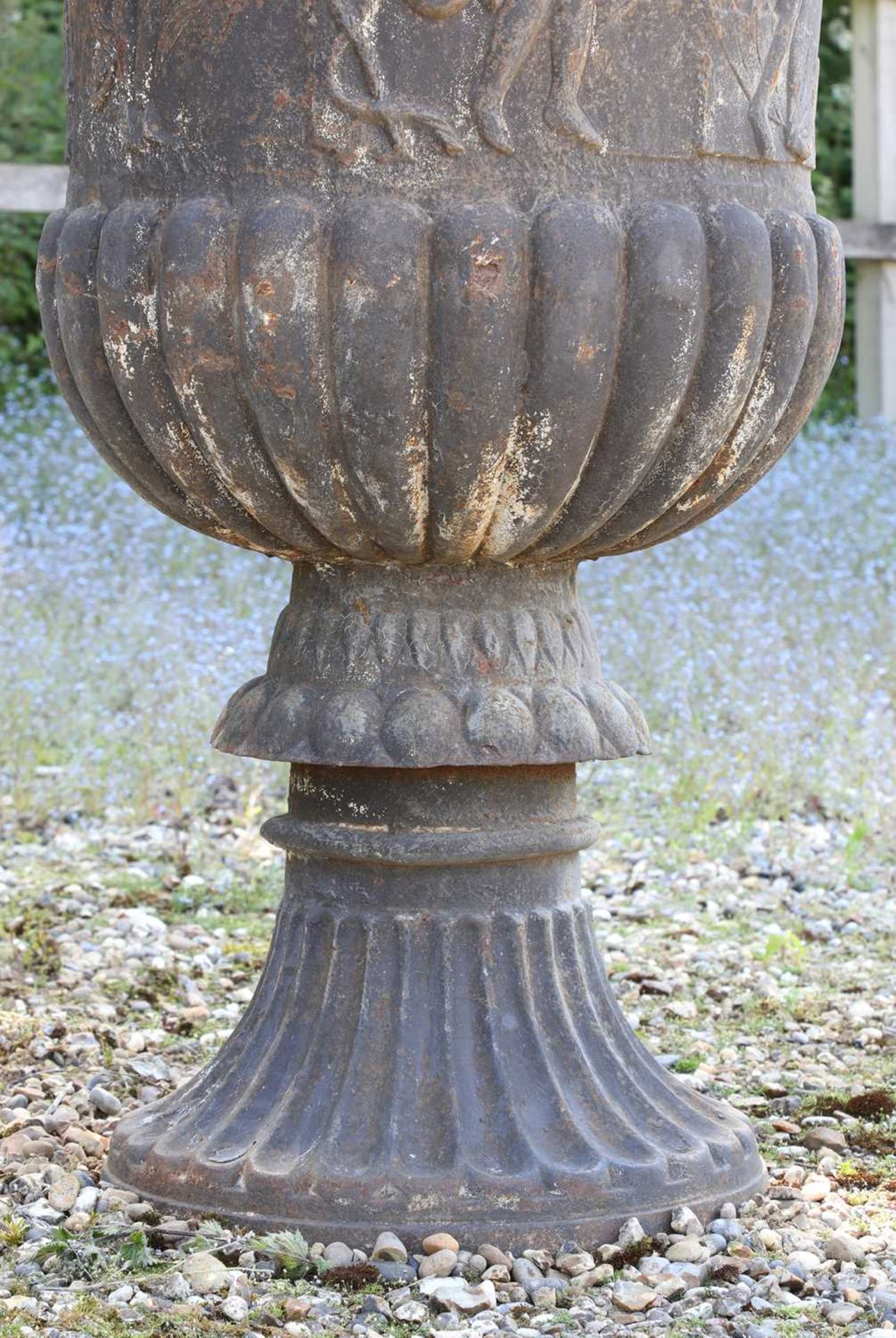 A cast iron campana garden urn, - Image 4 of 6