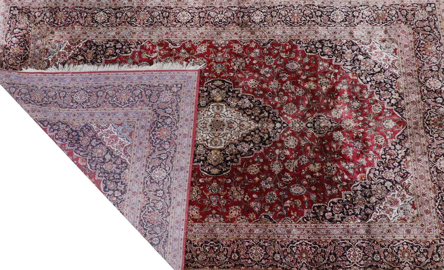 A Persian wool and silk Kashan carpet, - Image 2 of 15