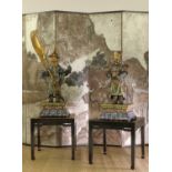 A pair of Chinese cloisonné attendant figures,