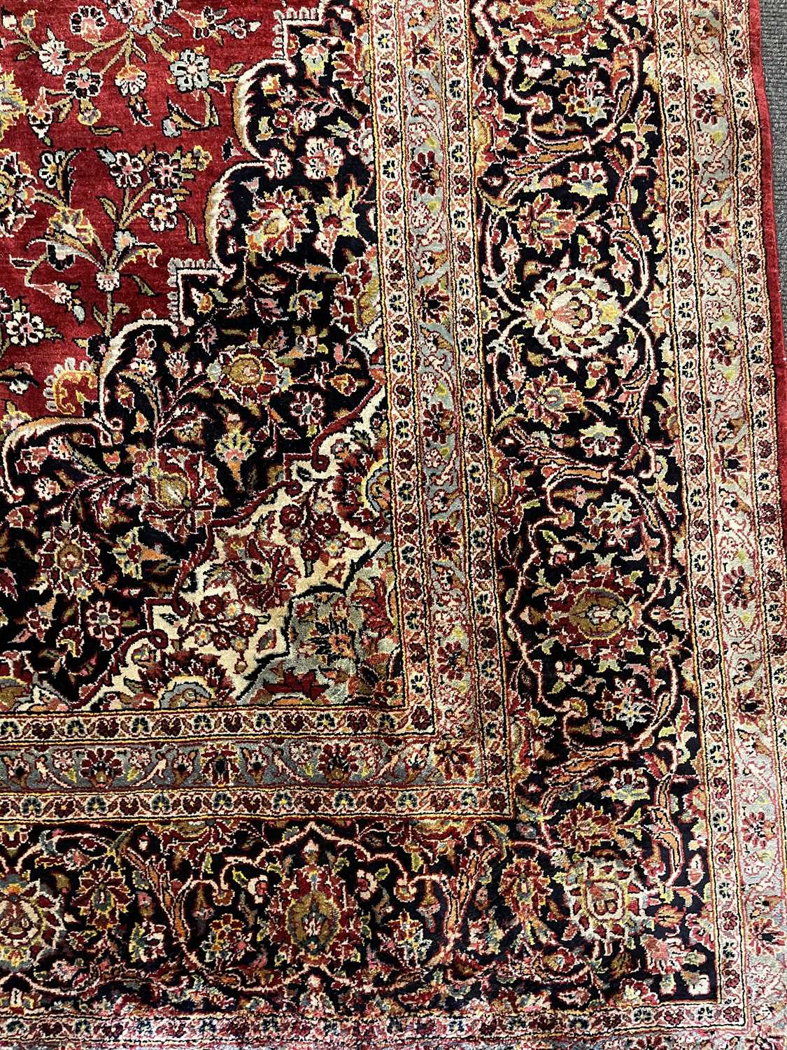 A Persian wool and silk Kashan carpet, - Image 4 of 15