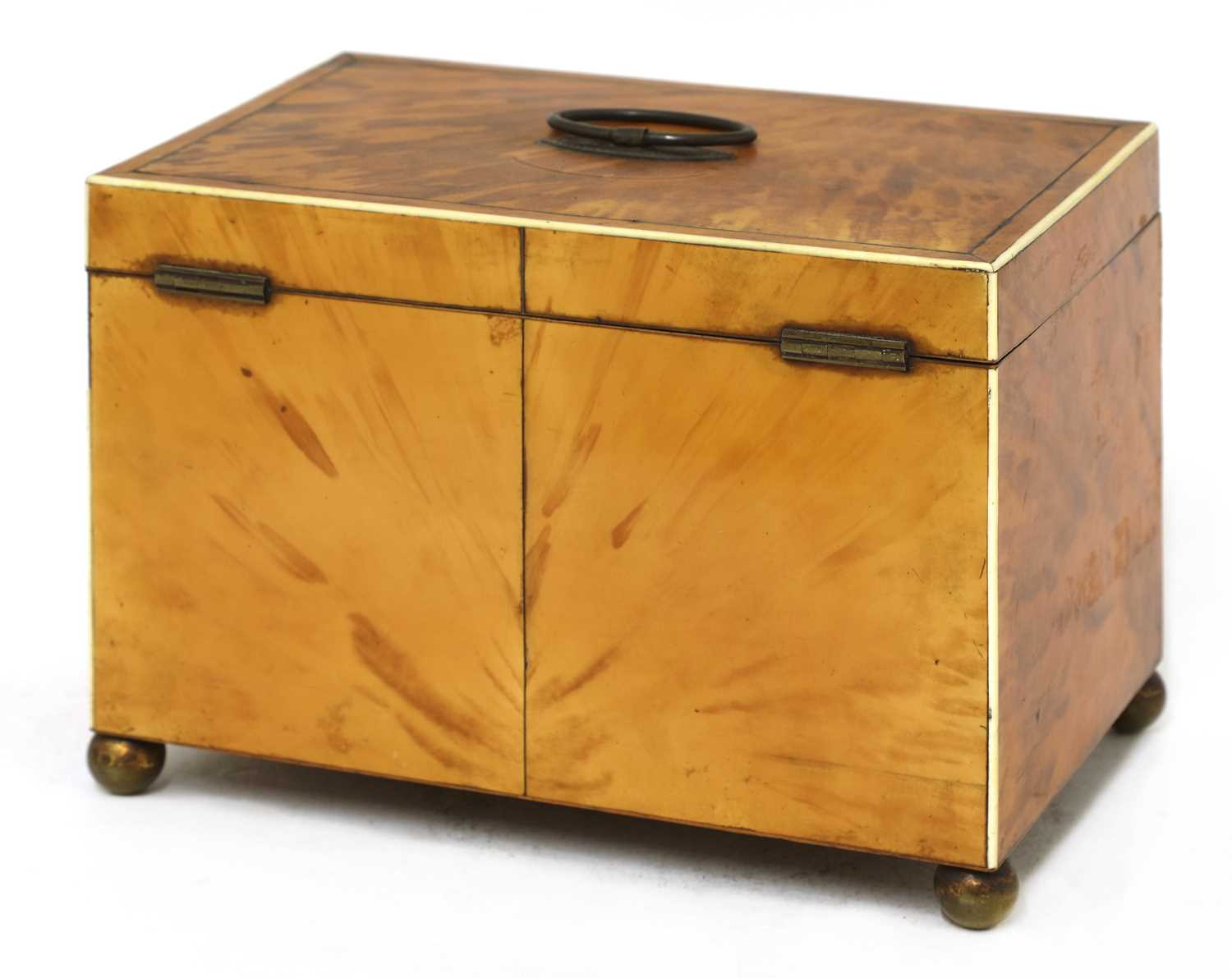 A blond tortoiseshell twin compartment tea caddy, - Image 3 of 12