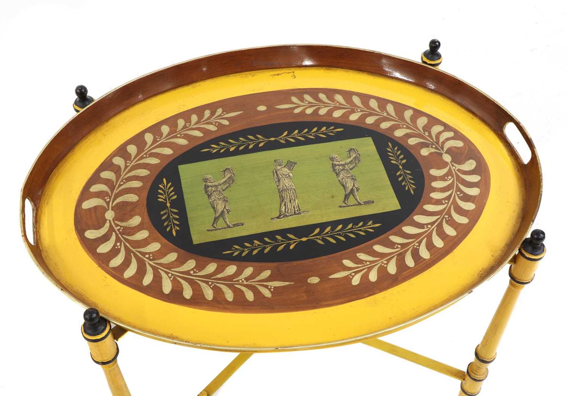 A pair of Regency-style yellow-painted toleware side tables, - Image 2 of 4