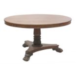 A late Regency mahogany pedestal table,