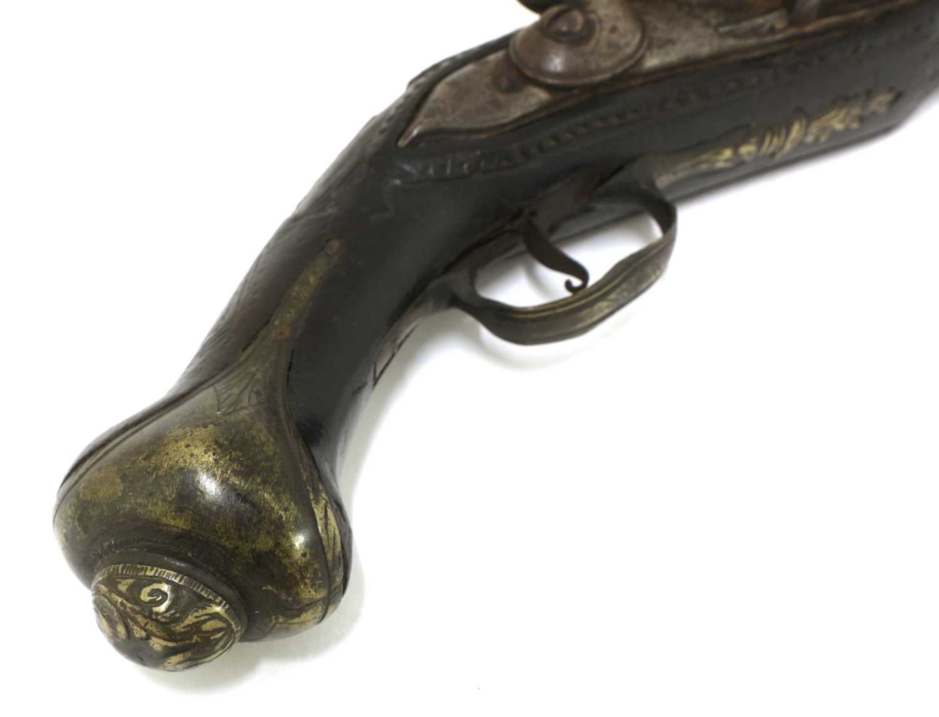 A Turkish flintlock holster pistol, - Image 4 of 5