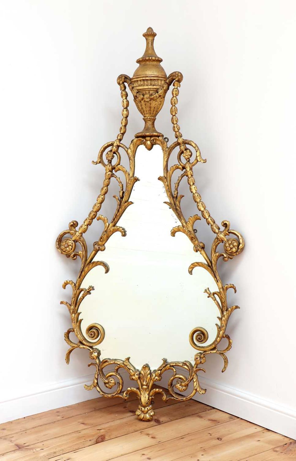 A George III giltwood wall mirror,