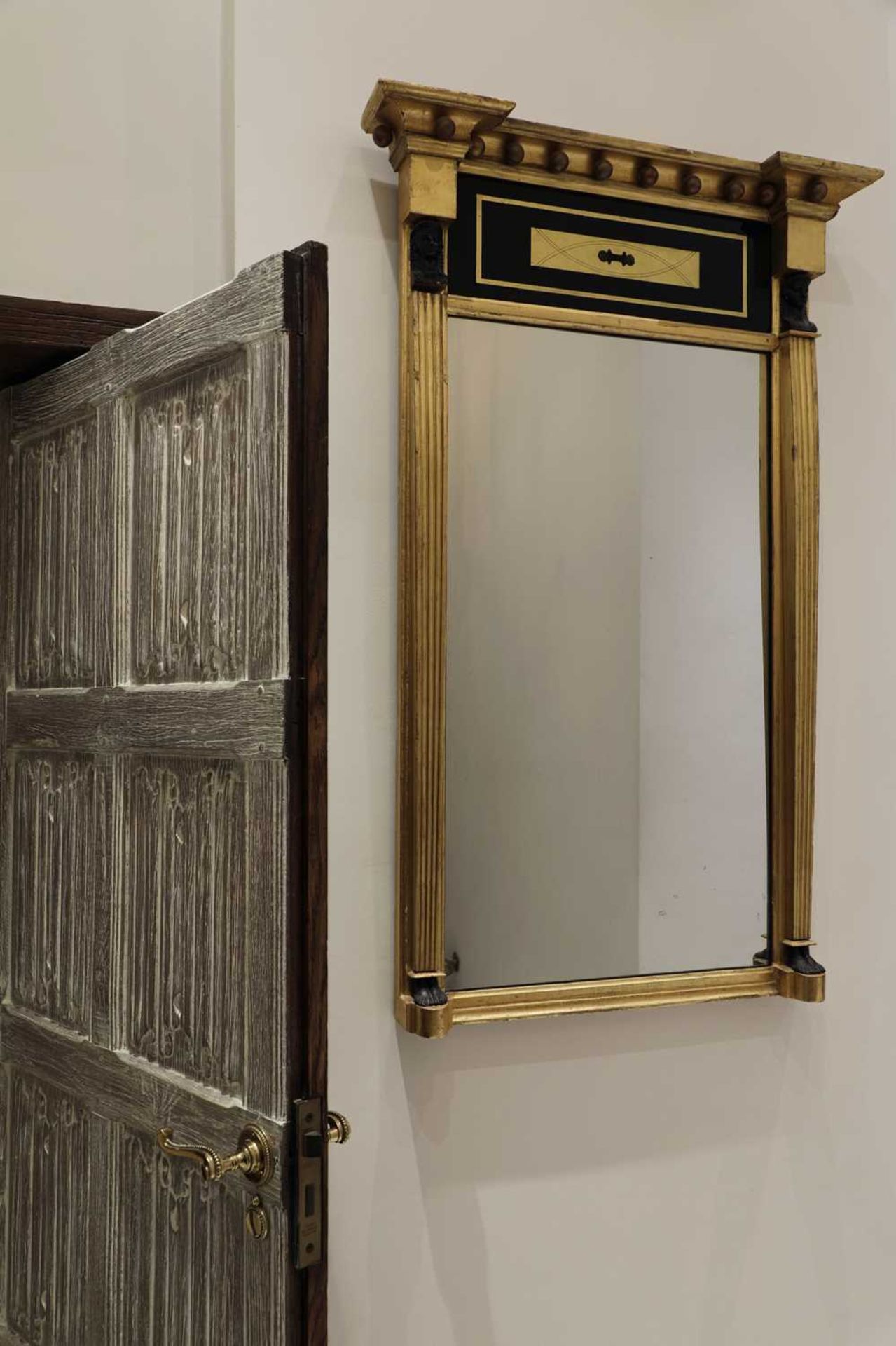 A Regency Egyptian Revival giltwood pier mirror, - Image 2 of 6