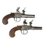 A pair of 19th century pocket flintlock pistols,