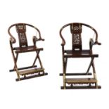 A pair of Chinese elm chairs,
