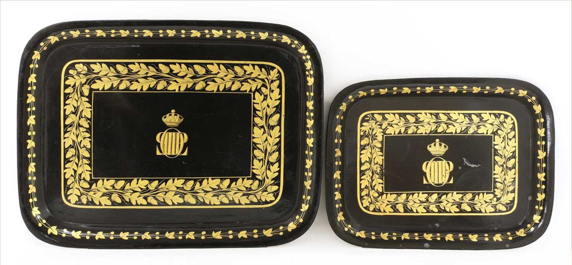 Two graduated Royal French Louis Philippe toleware trays,