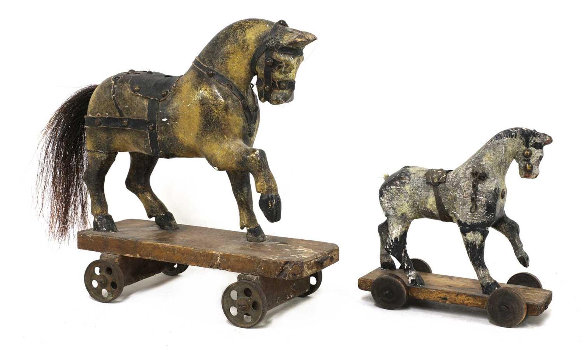 A folk art pull-along toy horse, - Bild 2 aus 5