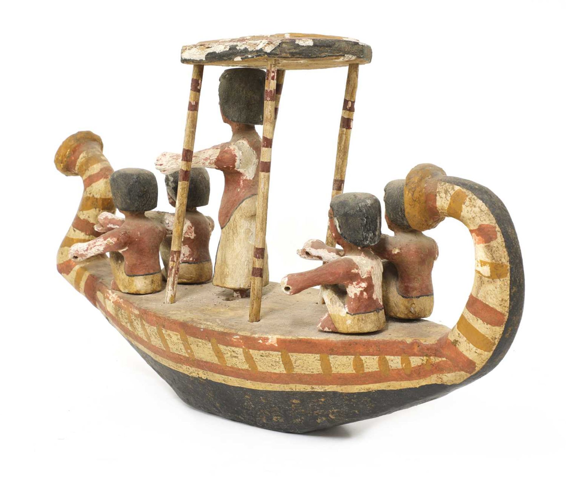 An Ancient Egyptian carved and painted wooden boat, - Image 2 of 14