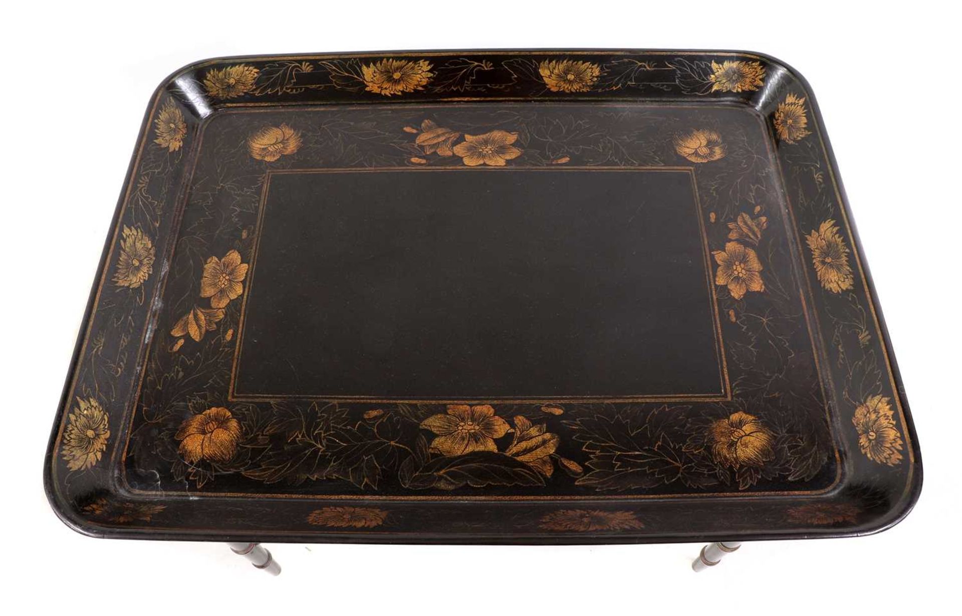 A pair of Regency-style papier mâché tray-top side tables, - Bild 3 aus 5