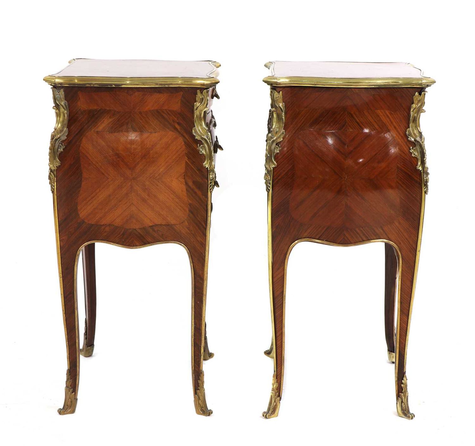 A pair of French Louis XV-style kingwood and ormolu night tables, - Image 3 of 9