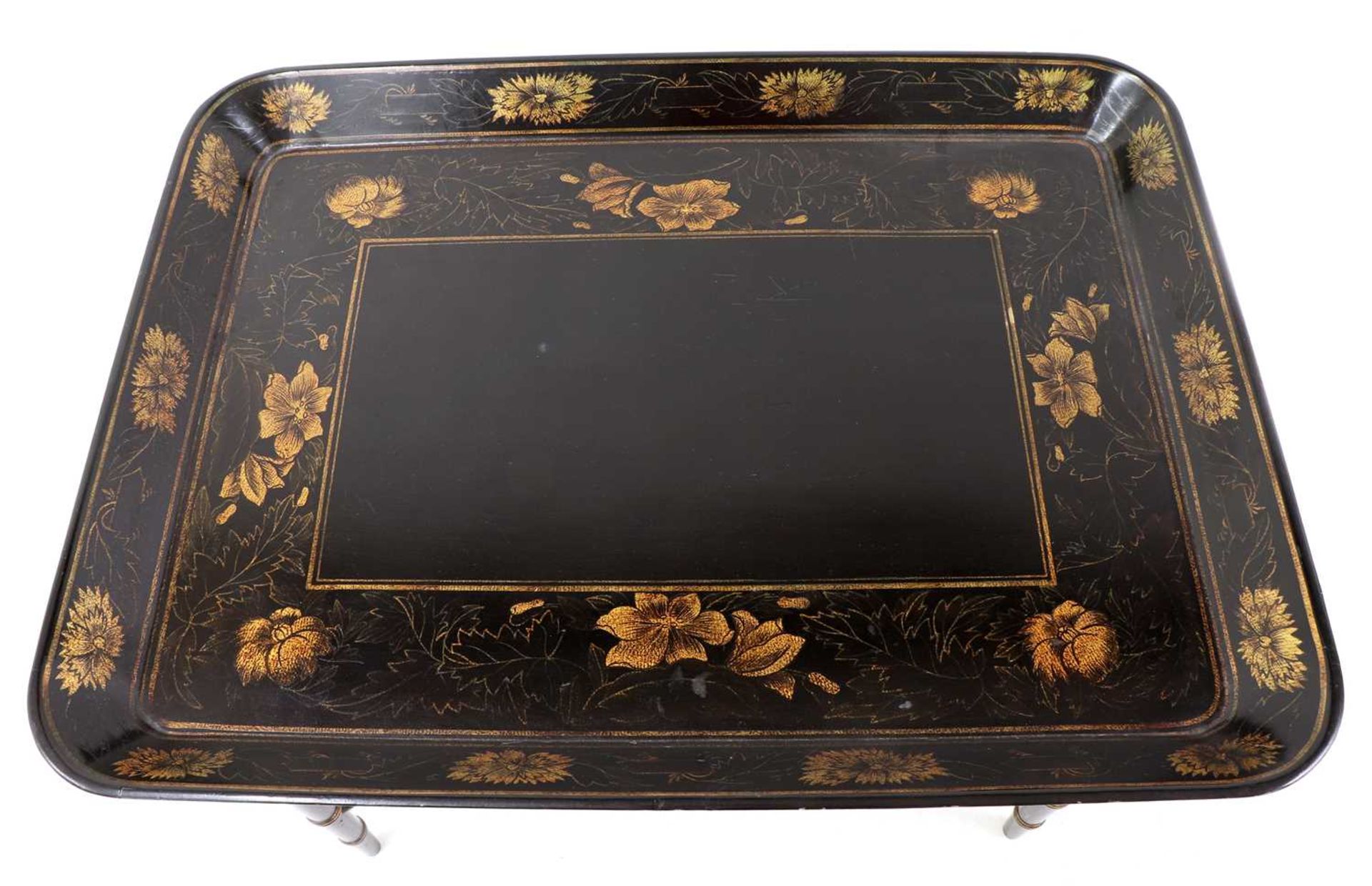 A pair of Regency-style papier mâché tray-top side tables, - Bild 2 aus 5