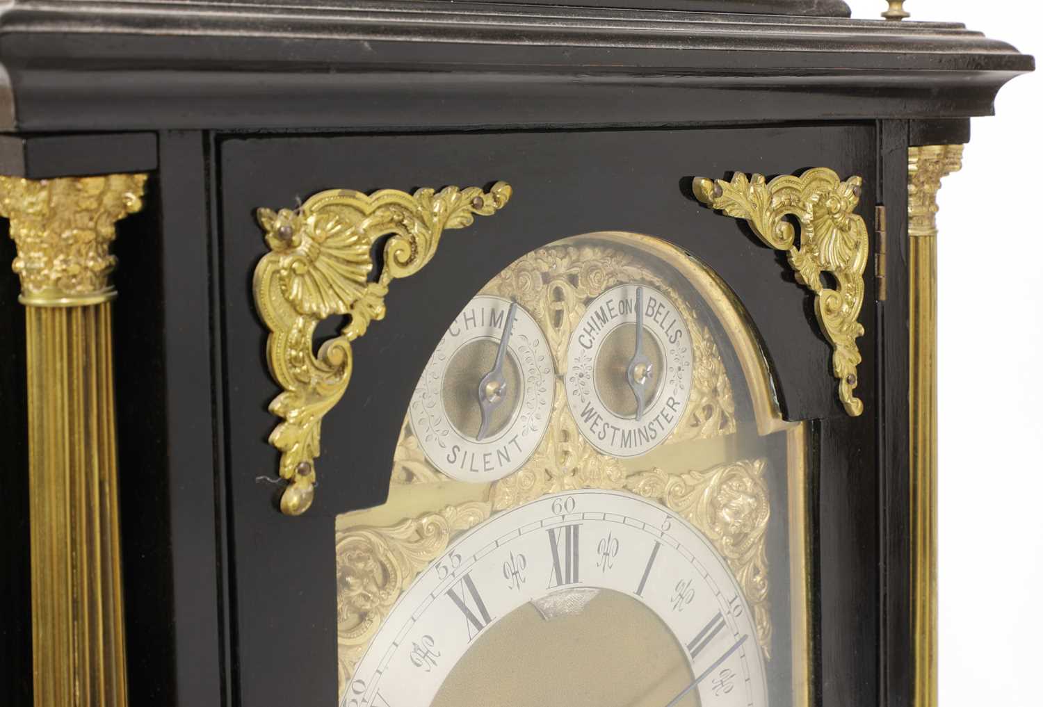 A large ebonised musical bracket clock, - Image 7 of 8