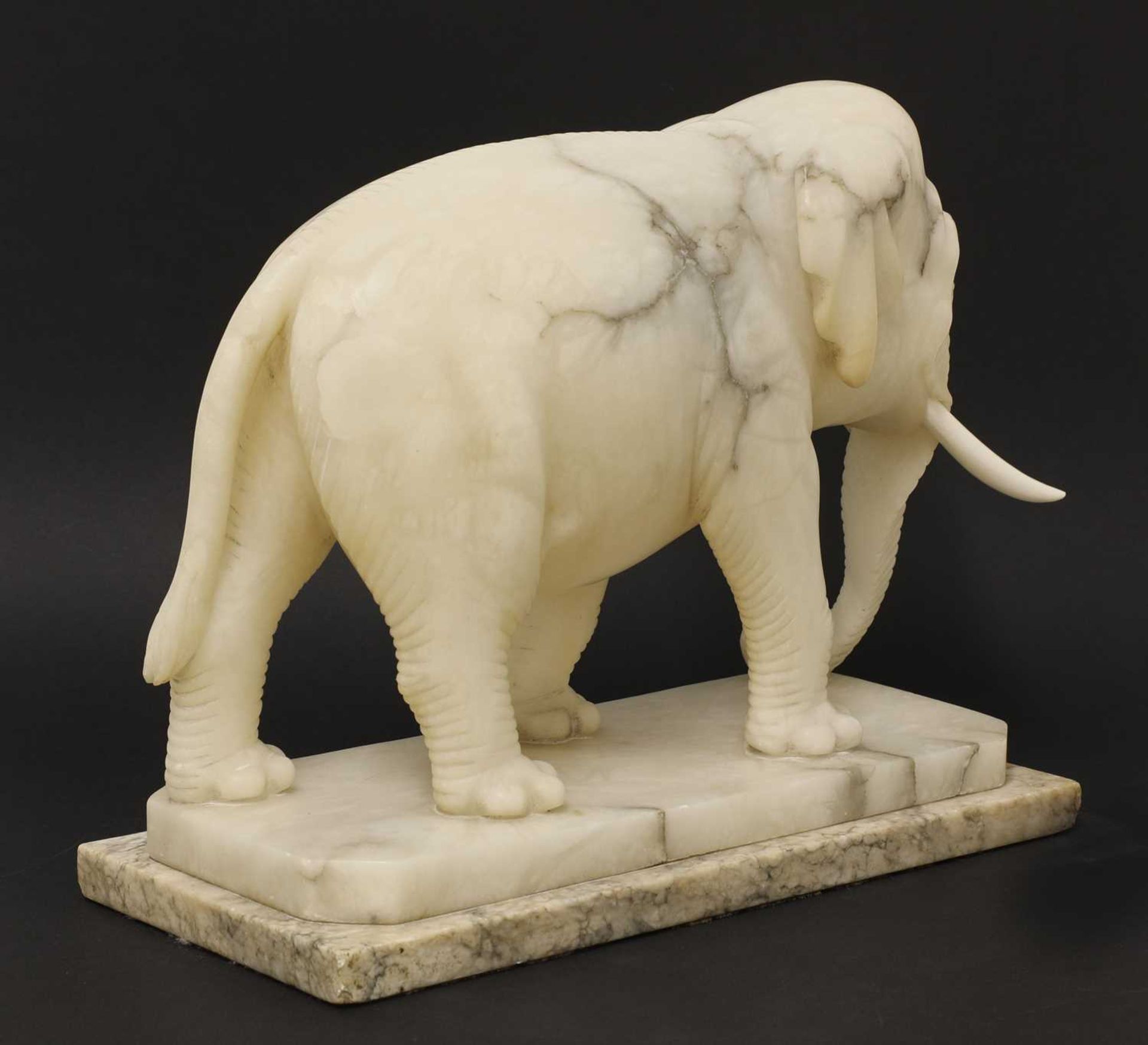 An Indian carved alabaster figure of an elephant, - Image 4 of 6