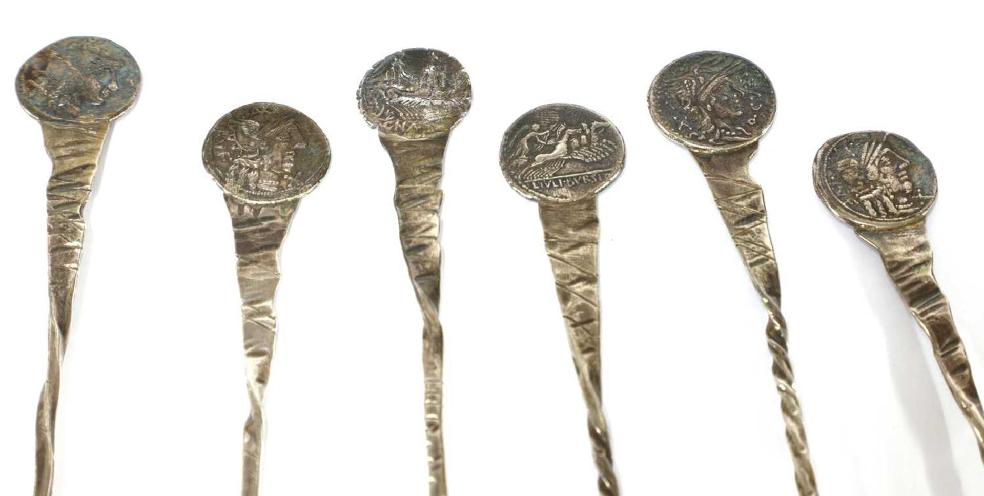A cased set of twelve American silver ice cream spoons and cutter, - Image 6 of 11