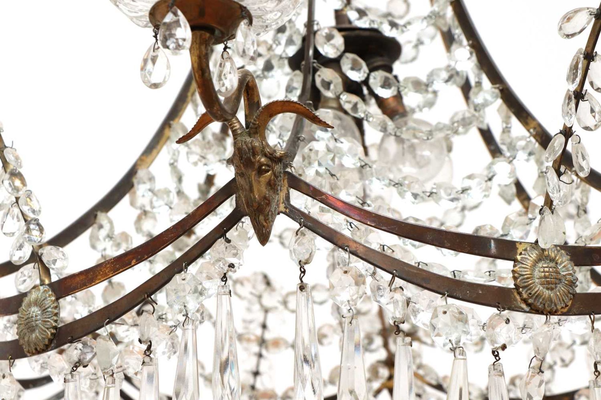 A Danish Louis XVI-style brass-framed six-light chandelier, - Image 3 of 3