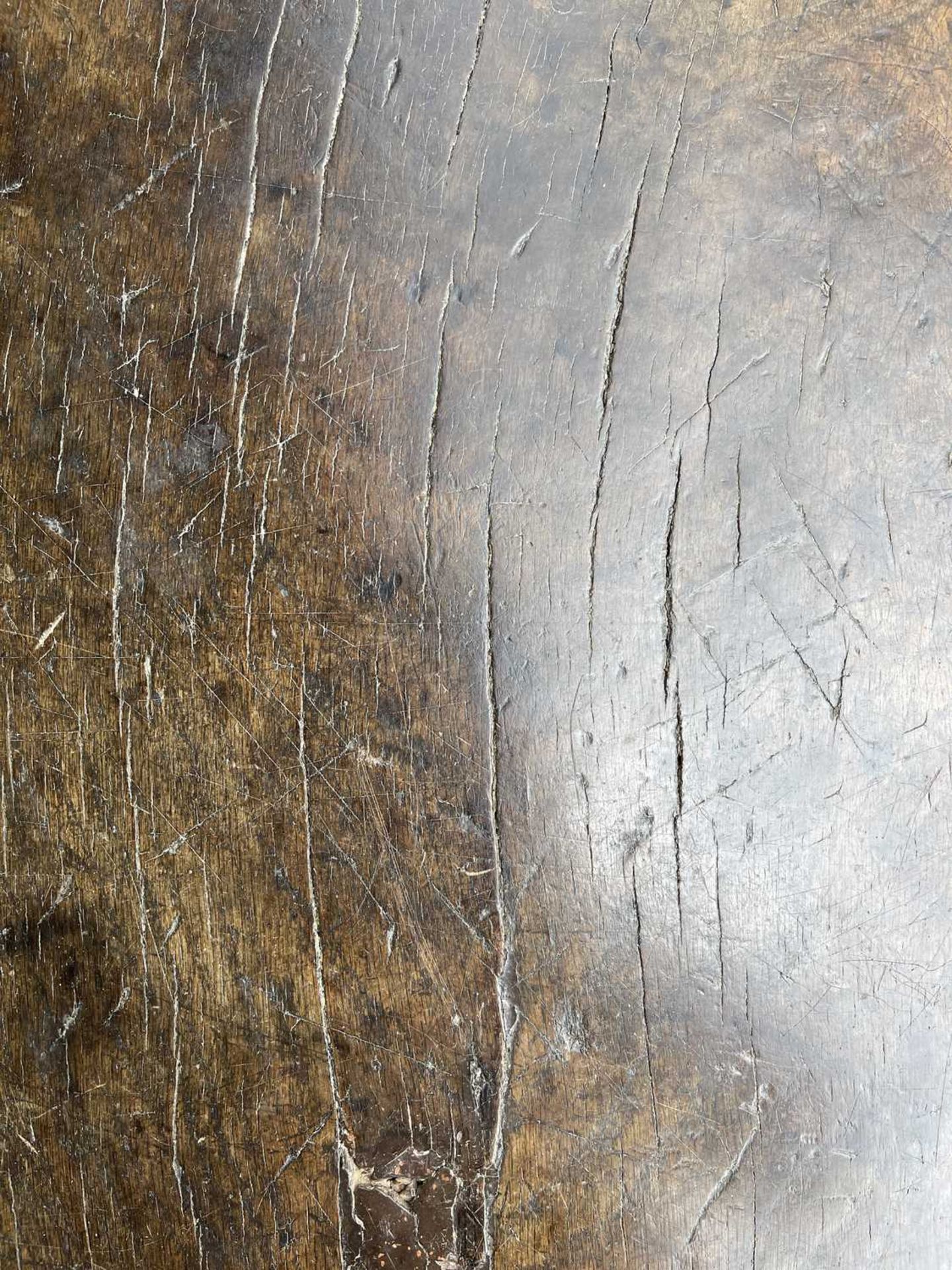 A primitive elm and ash 'cheese top' cricket table, - Bild 12 aus 22