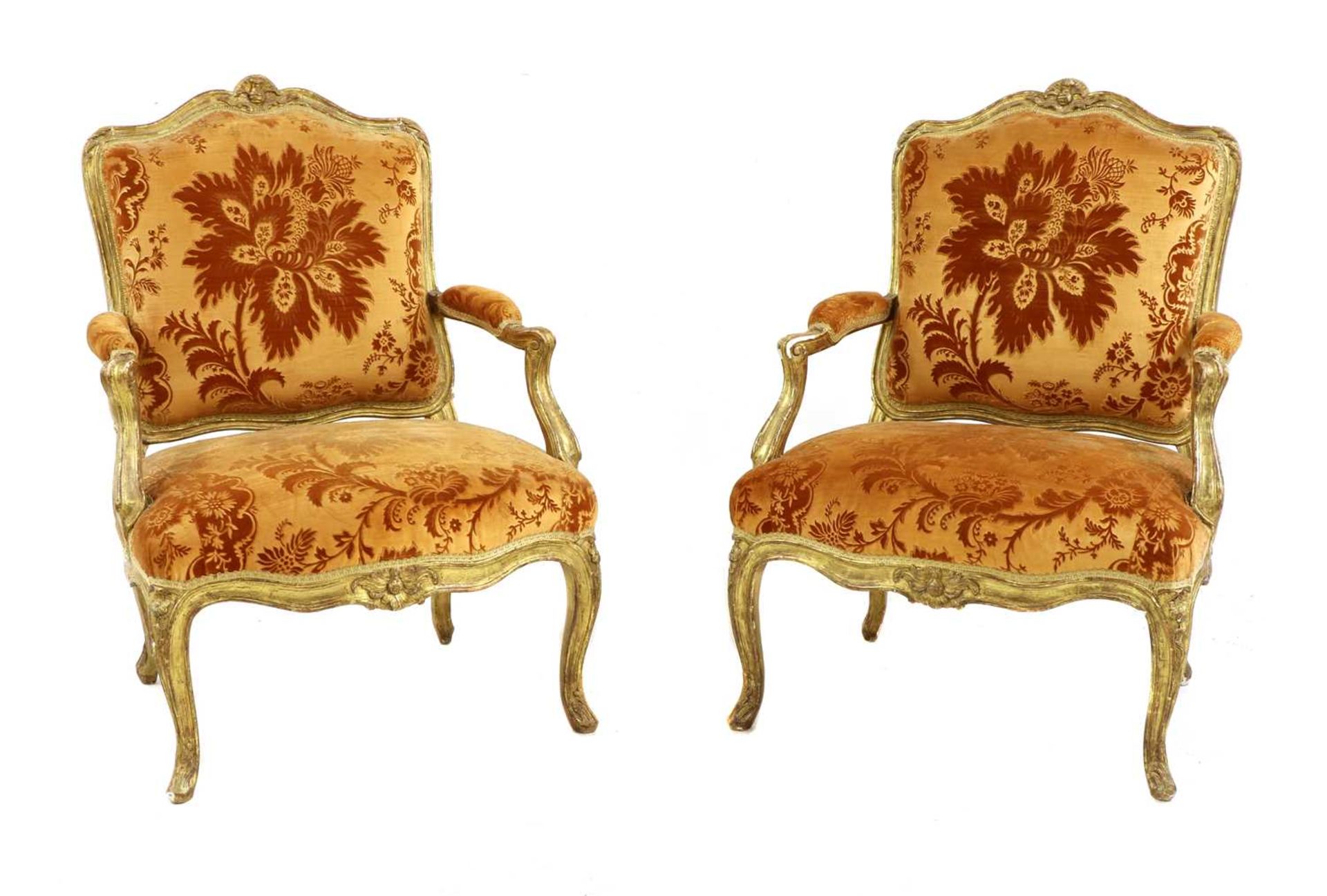 A pair of French Louis XV giltwood fauteuils à la reine, - Image 4 of 140