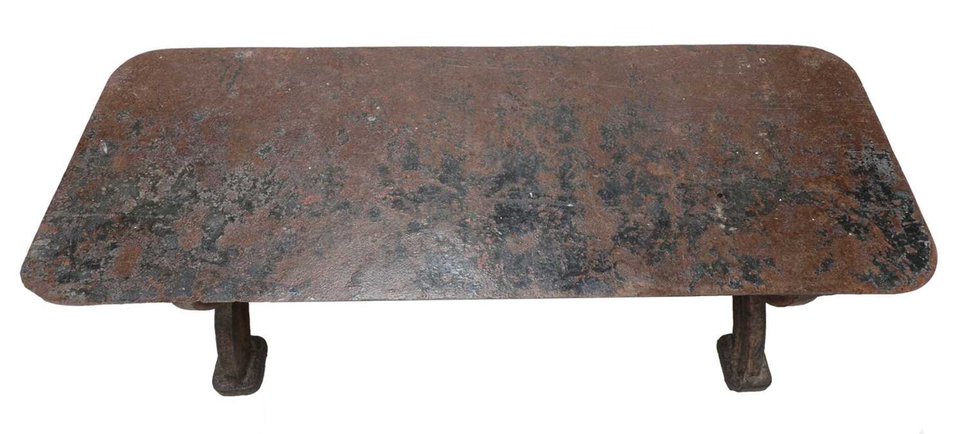 An industrial cast and sheet iron coffee table, - Image 3 of 4