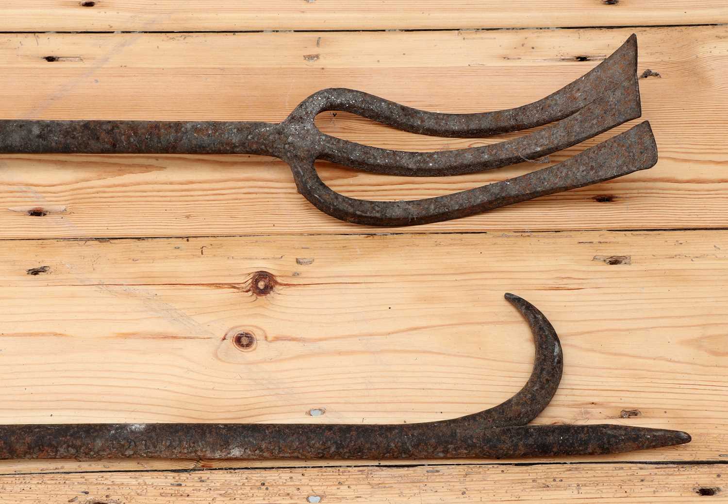 An oversize brass and steel log hook, - Image 2 of 2