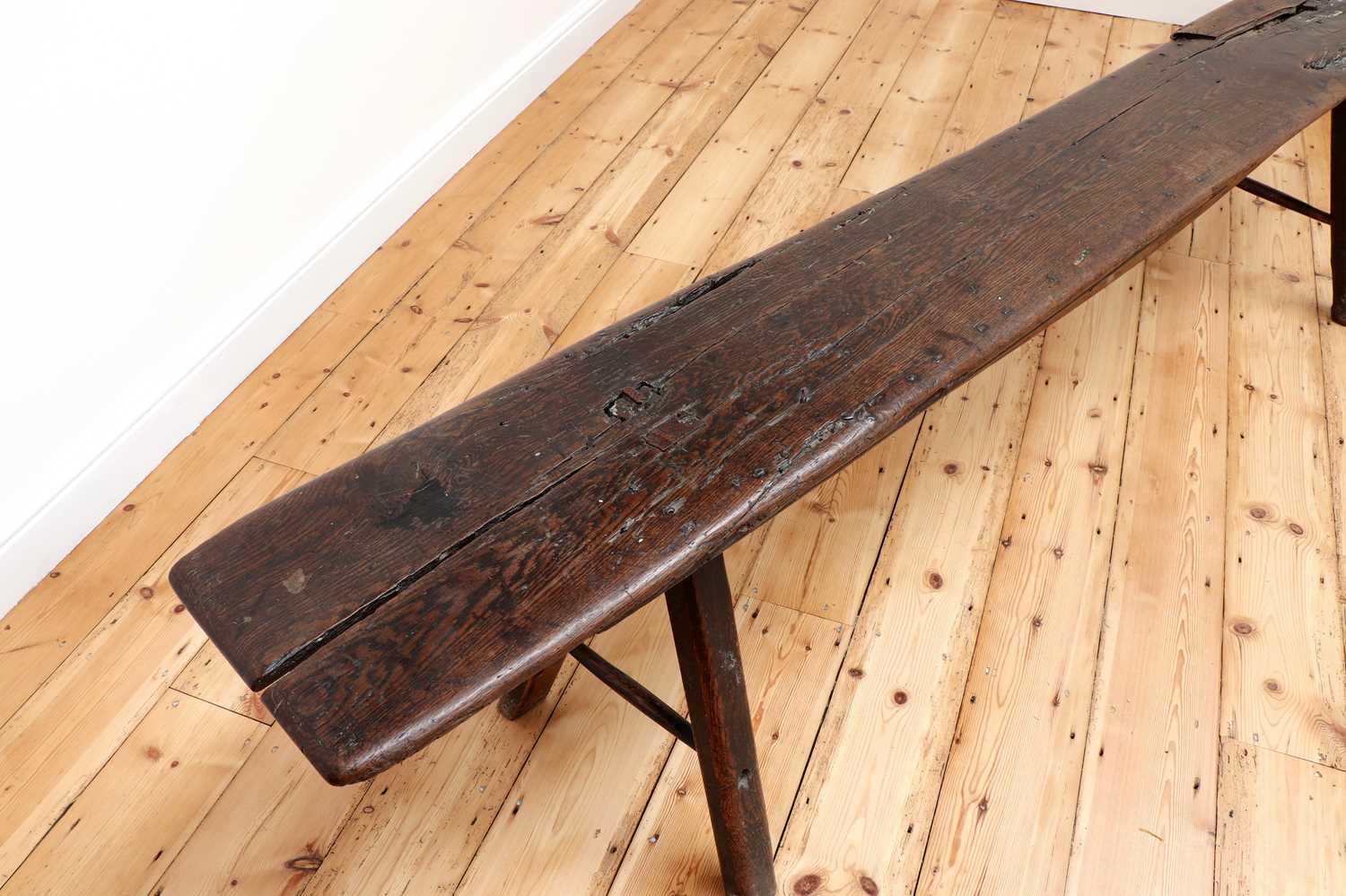 A vernacular oak long bench, - Image 5 of 9