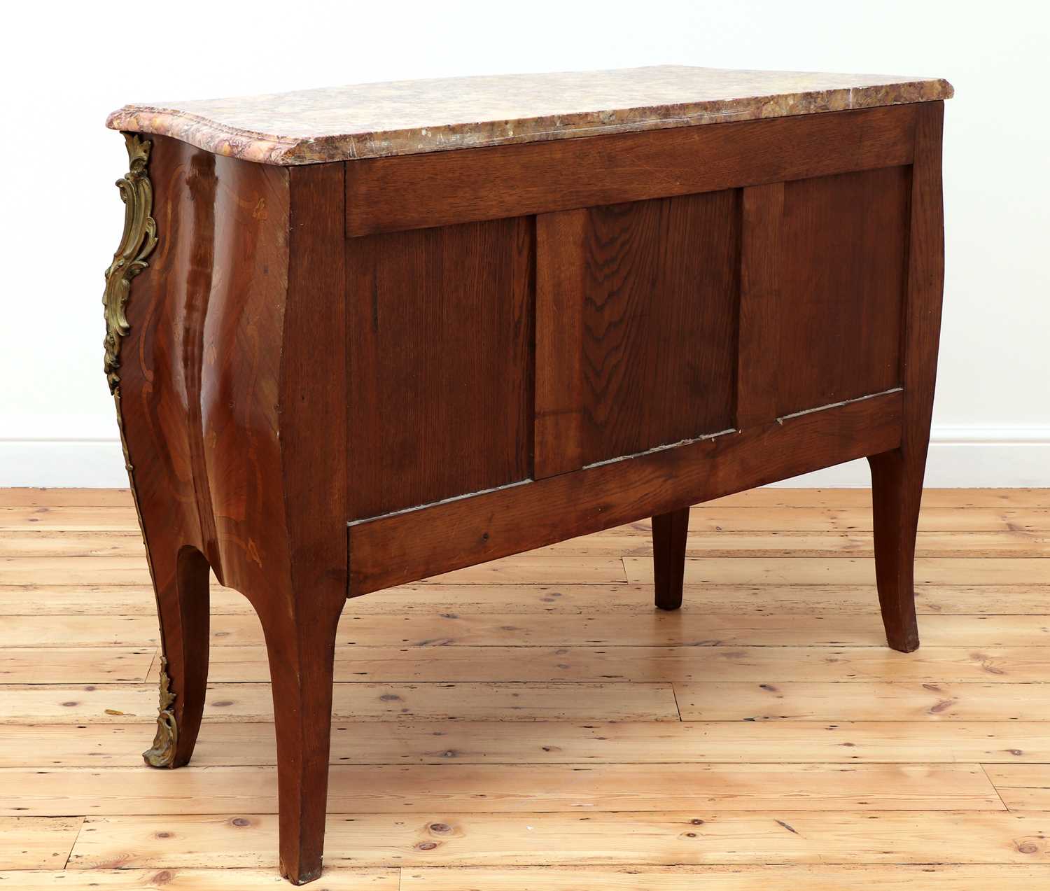 A French Louis XV mahogany, tulipwood and marquetry inlaid commode, - Image 9 of 9