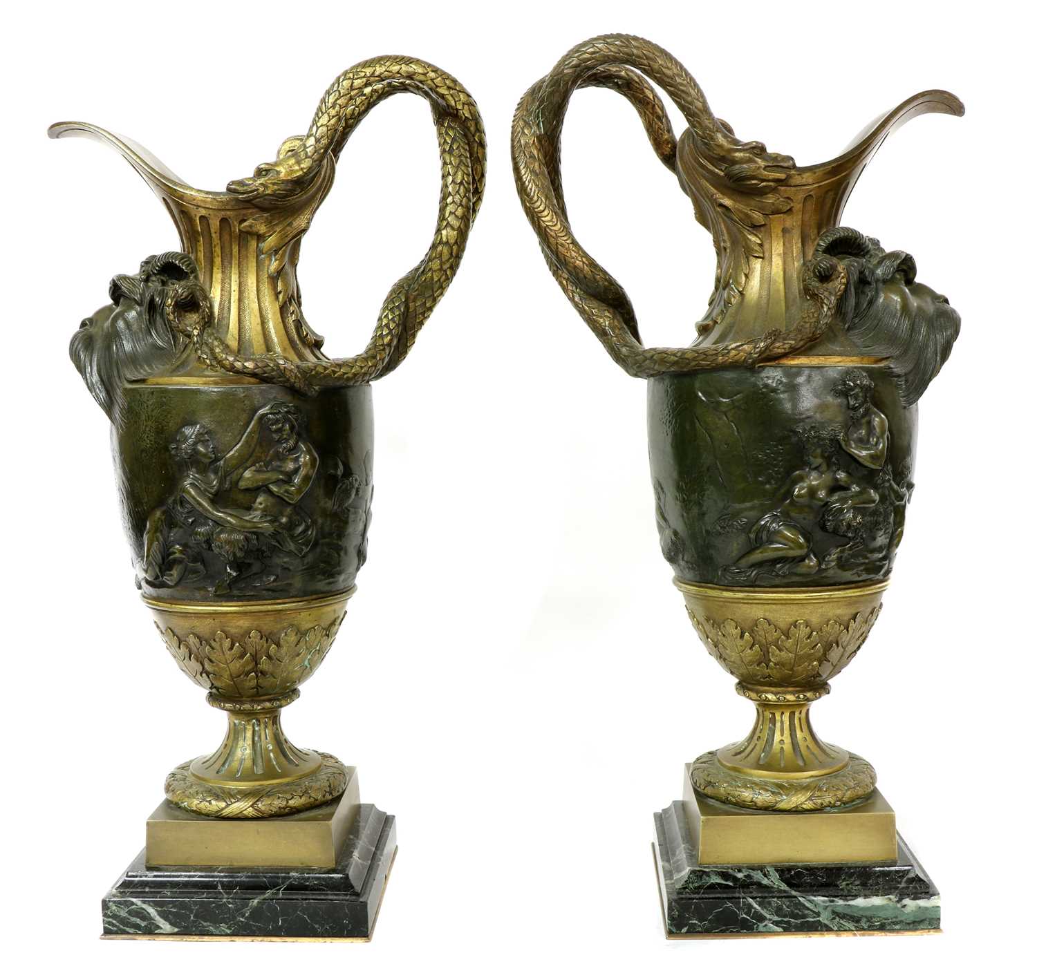 A pair of large gilt-bronze and bronze ewers, - Image 3 of 4