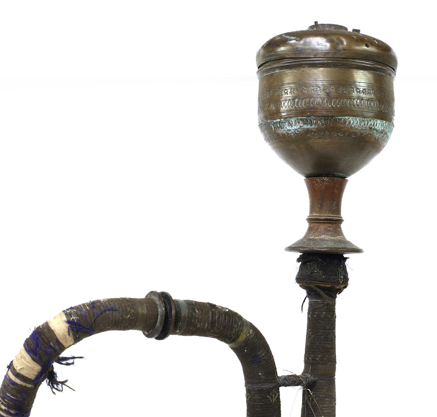 An Indian white metal hookah pipe, - Image 4 of 9