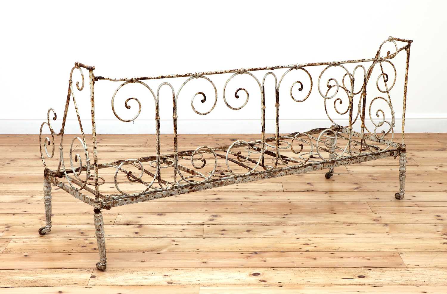 A French painted wrought iron settee, - Image 2 of 4