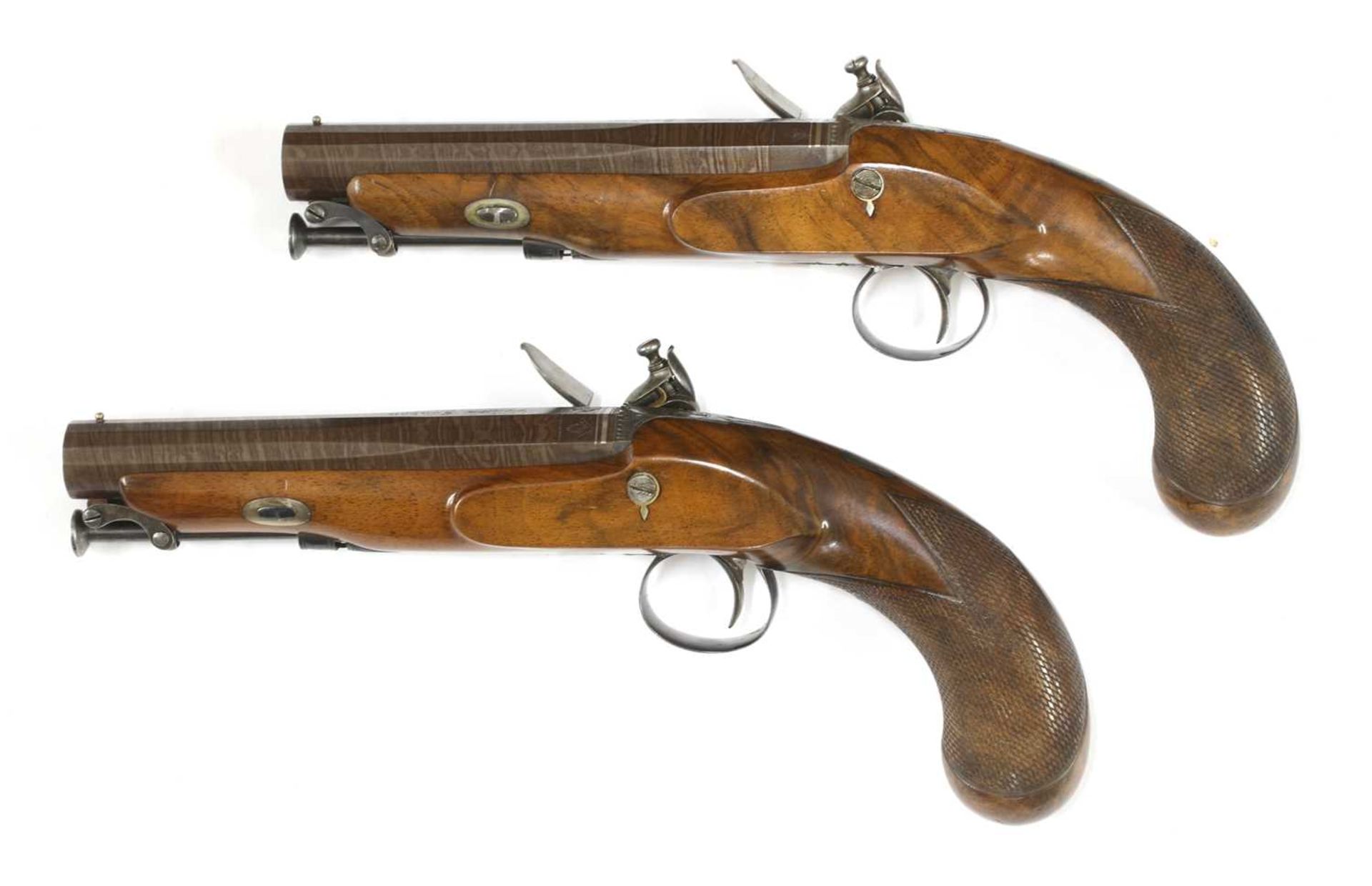 A pair of late flintlock travelling pistols, - Image 3 of 11