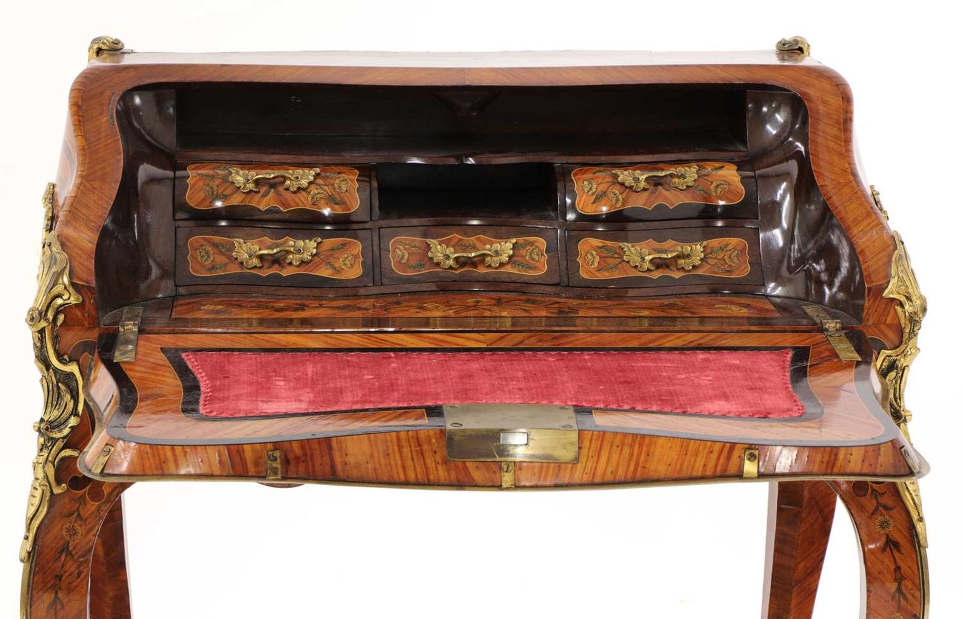 A small French Louis XV-style kingwood and marquetry bureau de dame, - Image 8 of 16