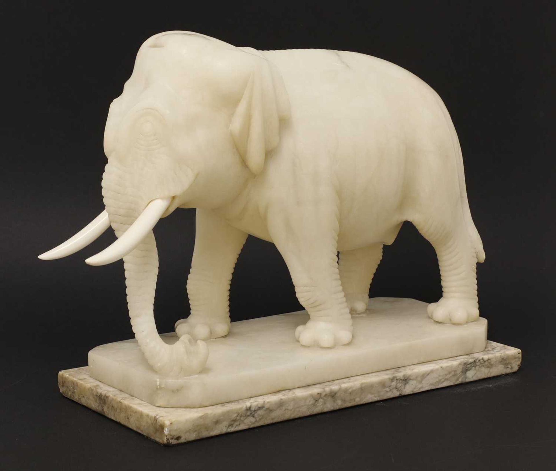 An Indian carved alabaster figure of an elephant, - Image 5 of 6