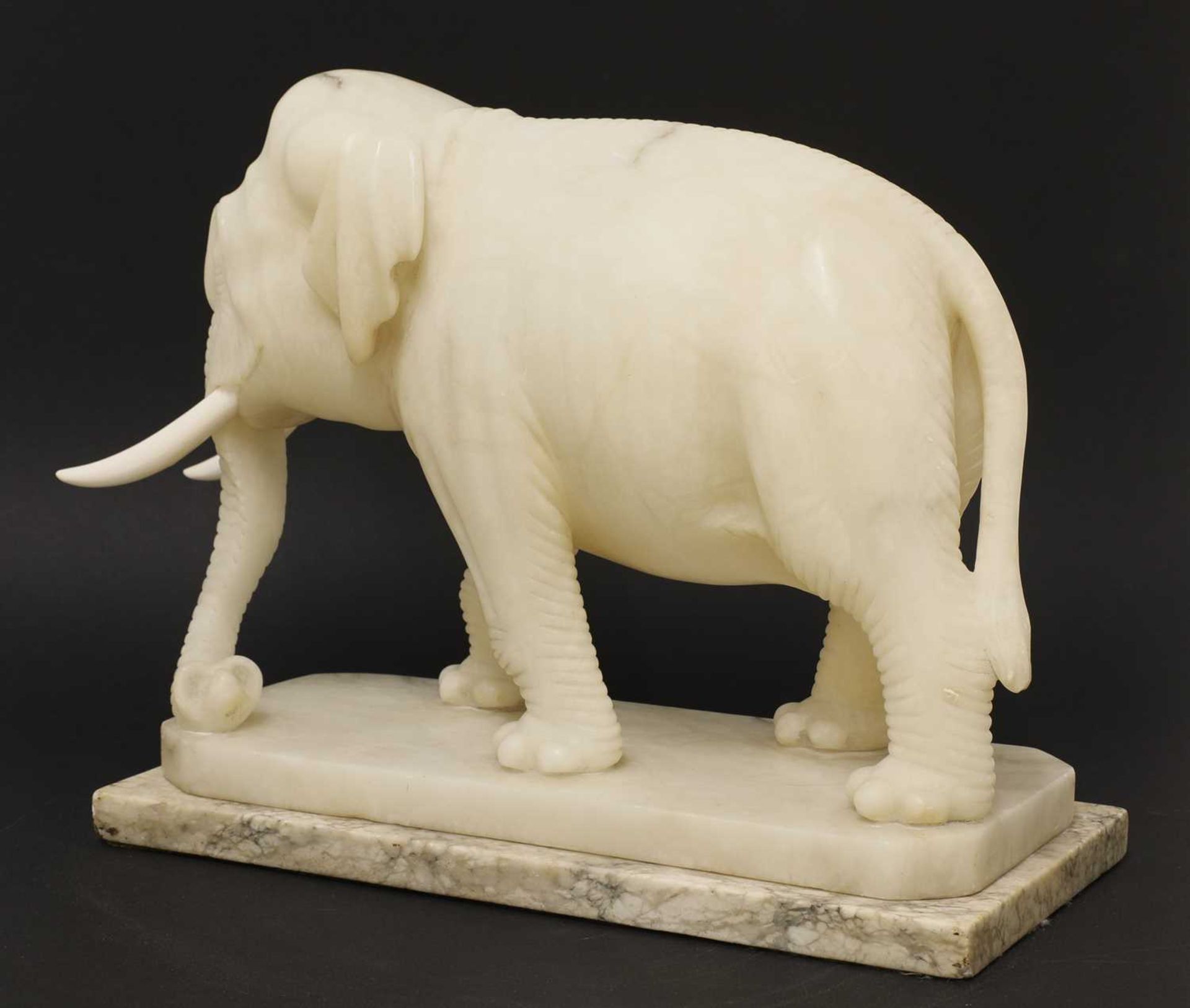 An Indian carved alabaster figure of an elephant, - Image 3 of 6