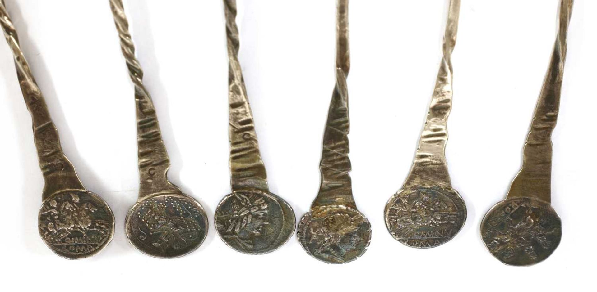A cased set of twelve American silver ice cream spoons and cutter, - Image 5 of 11