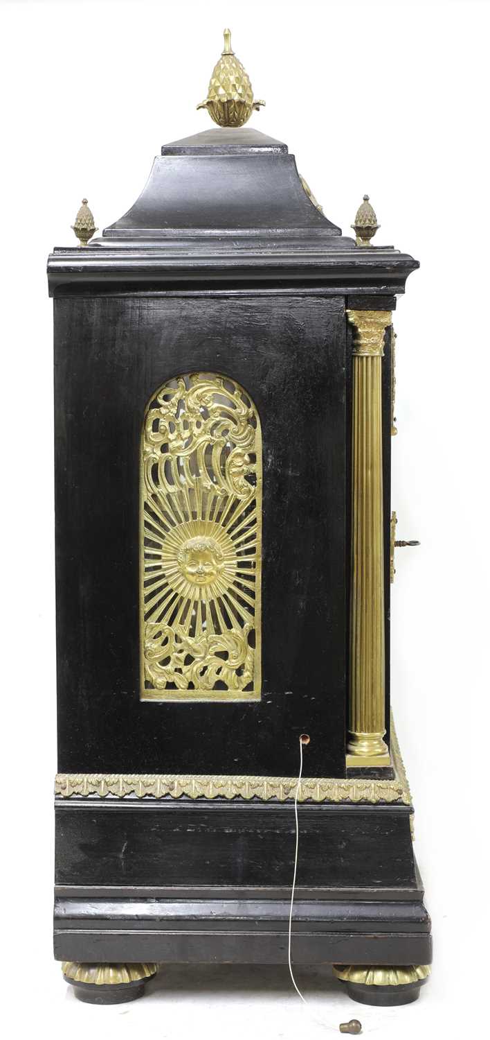 A large ebonised musical bracket clock, - Image 3 of 8