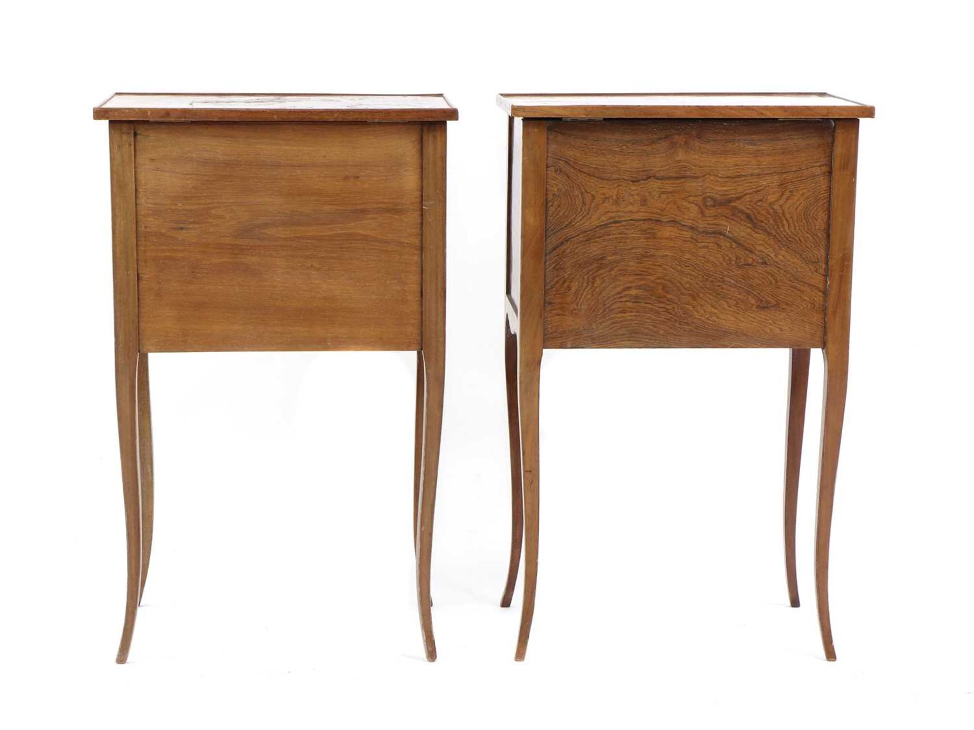 A pair of parquetry inlaid night tables, - Image 9 of 14