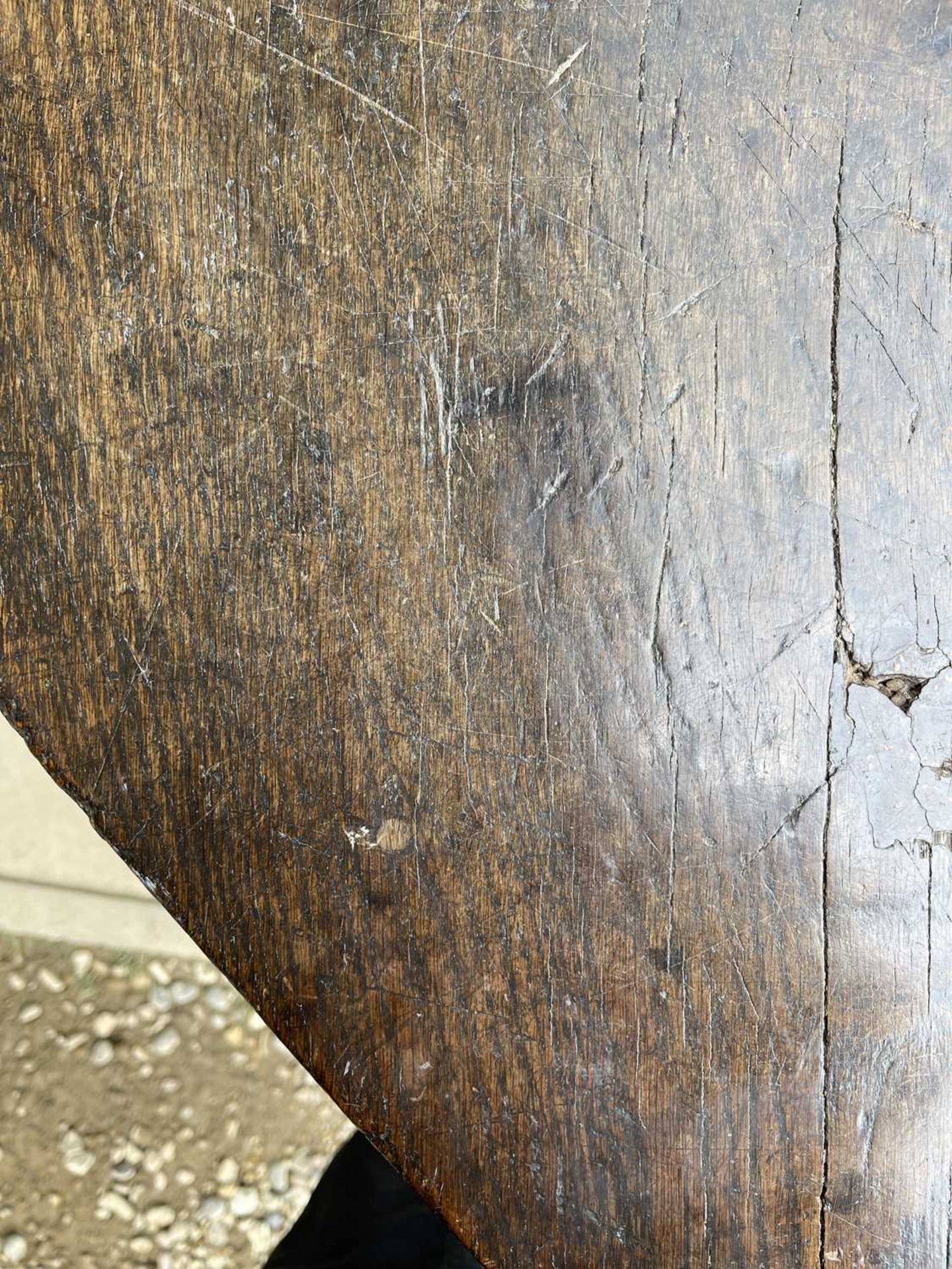 A primitive elm and ash 'cheese top' cricket table, - Bild 16 aus 22