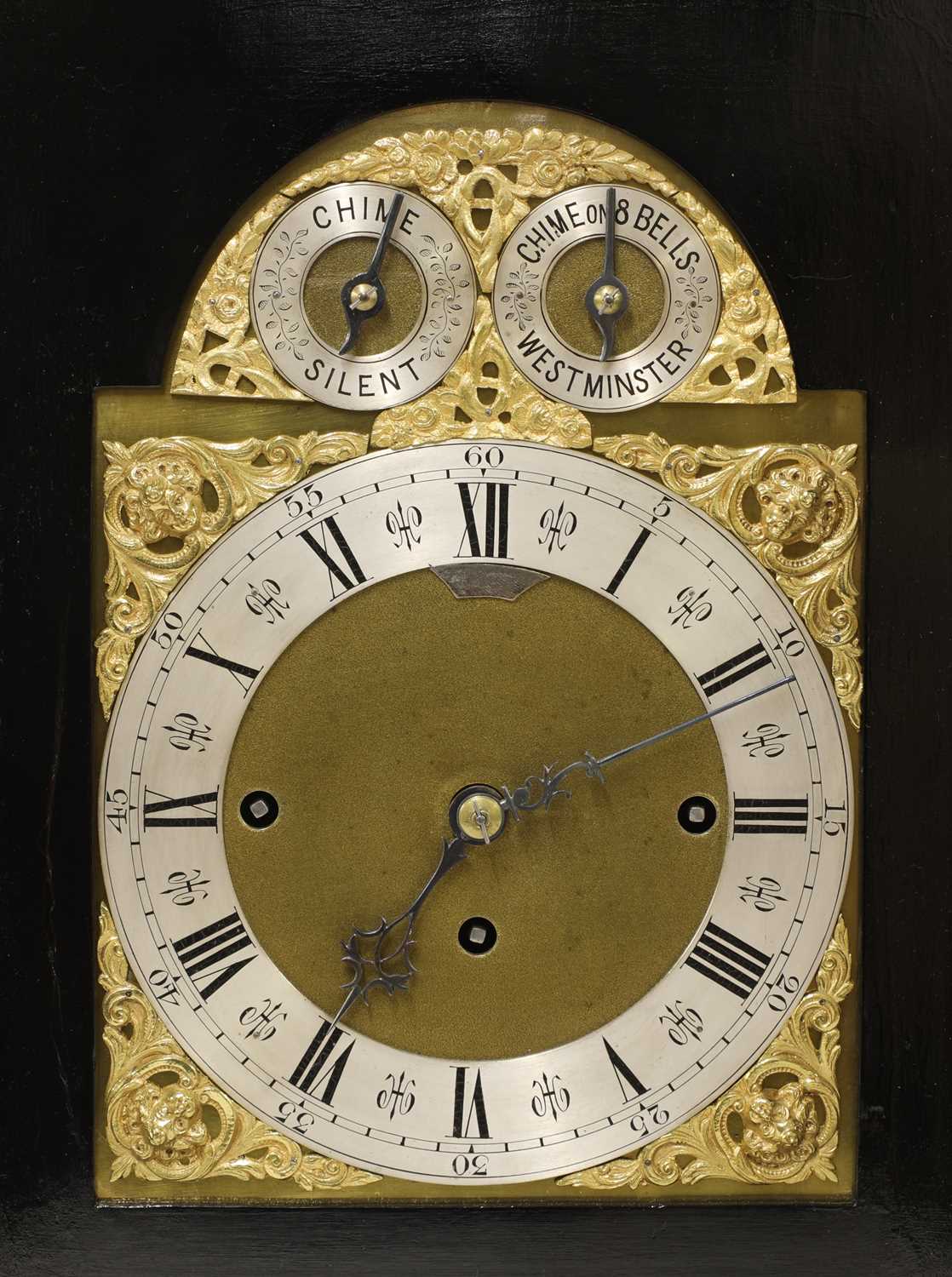 A large ebonised musical bracket clock, - Image 6 of 8