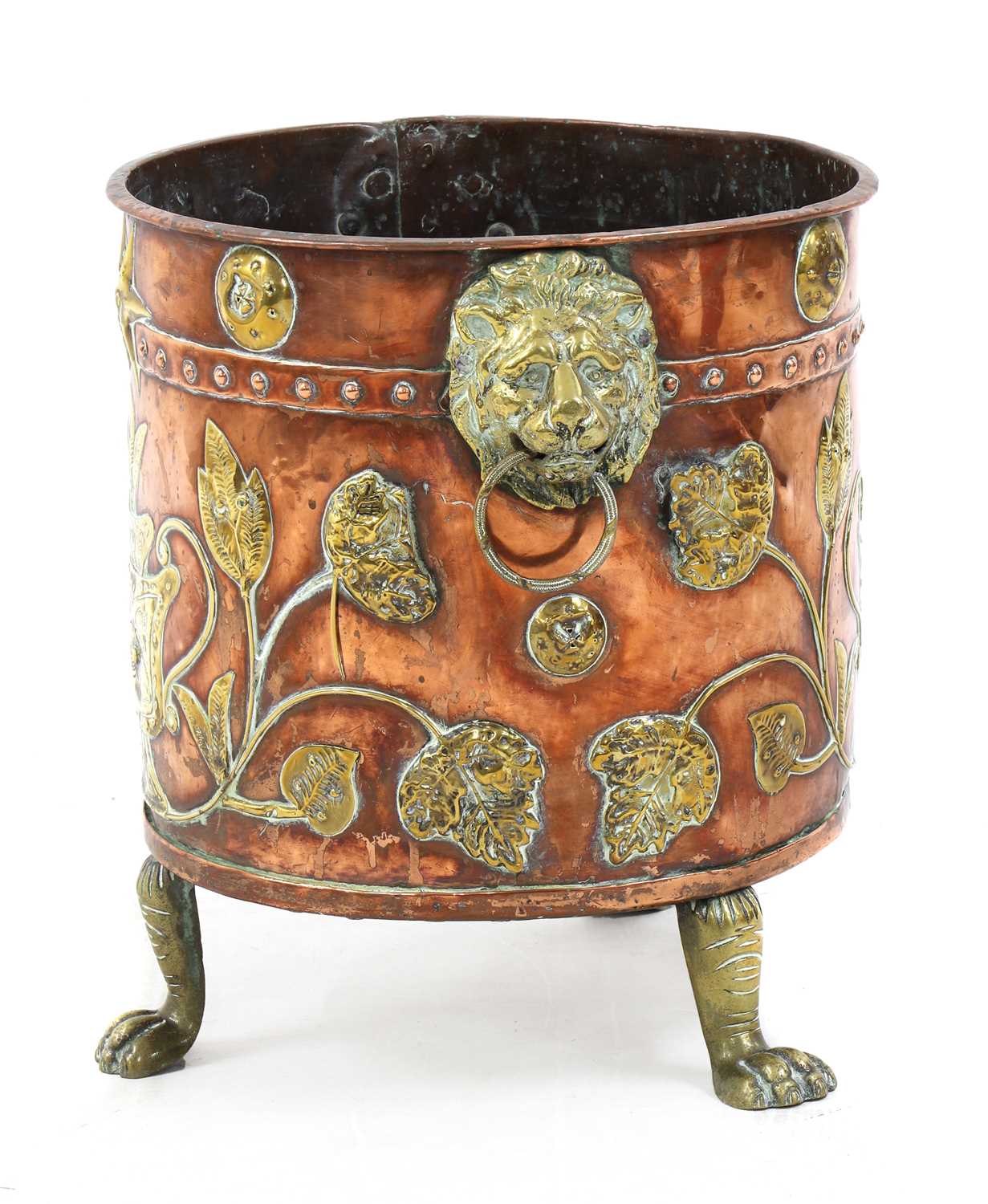 A copper and brass coal bucket, - Image 2 of 5