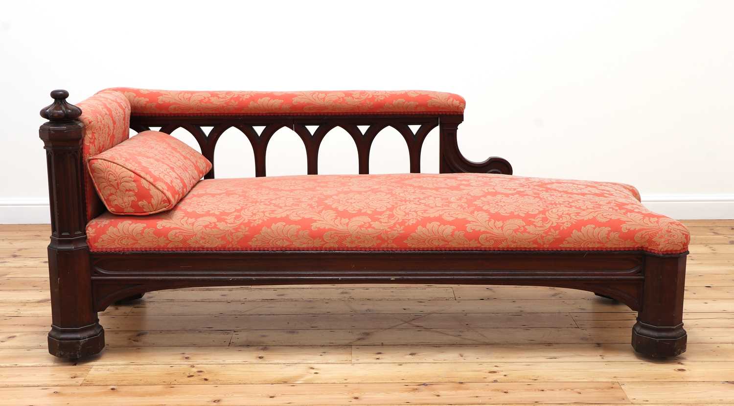 A Victorian Gothic Revival mahogany chaise longue, - Image 2 of 4