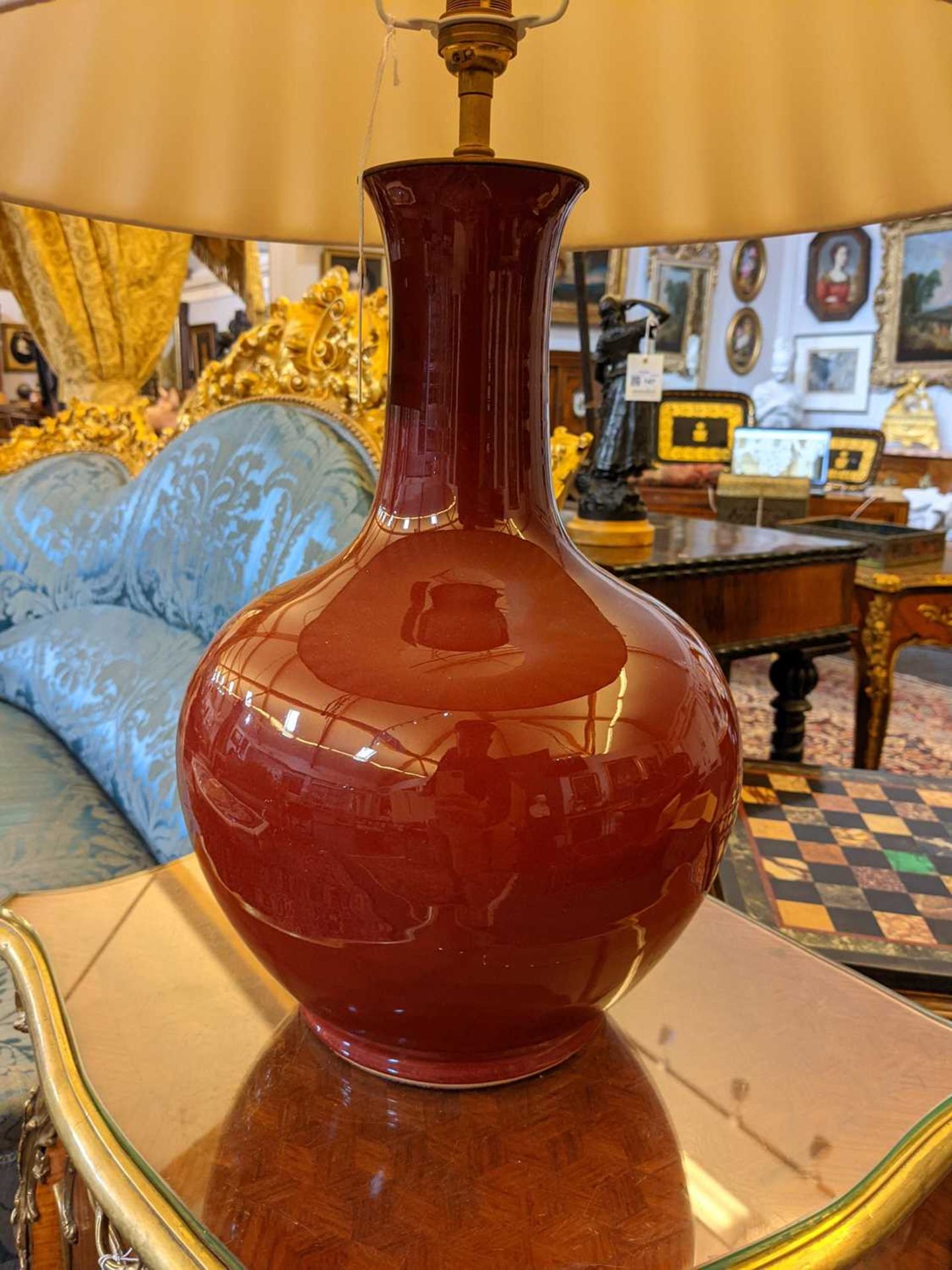 A pair of Chinese-style porcelain sang-de-boeuf table lamps, - Image 10 of 12