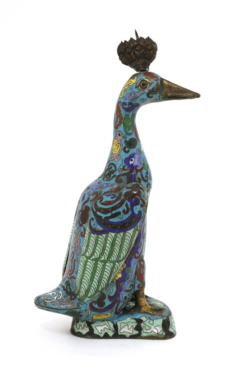 A Chinese cloisonné duck, - Image 2 of 4