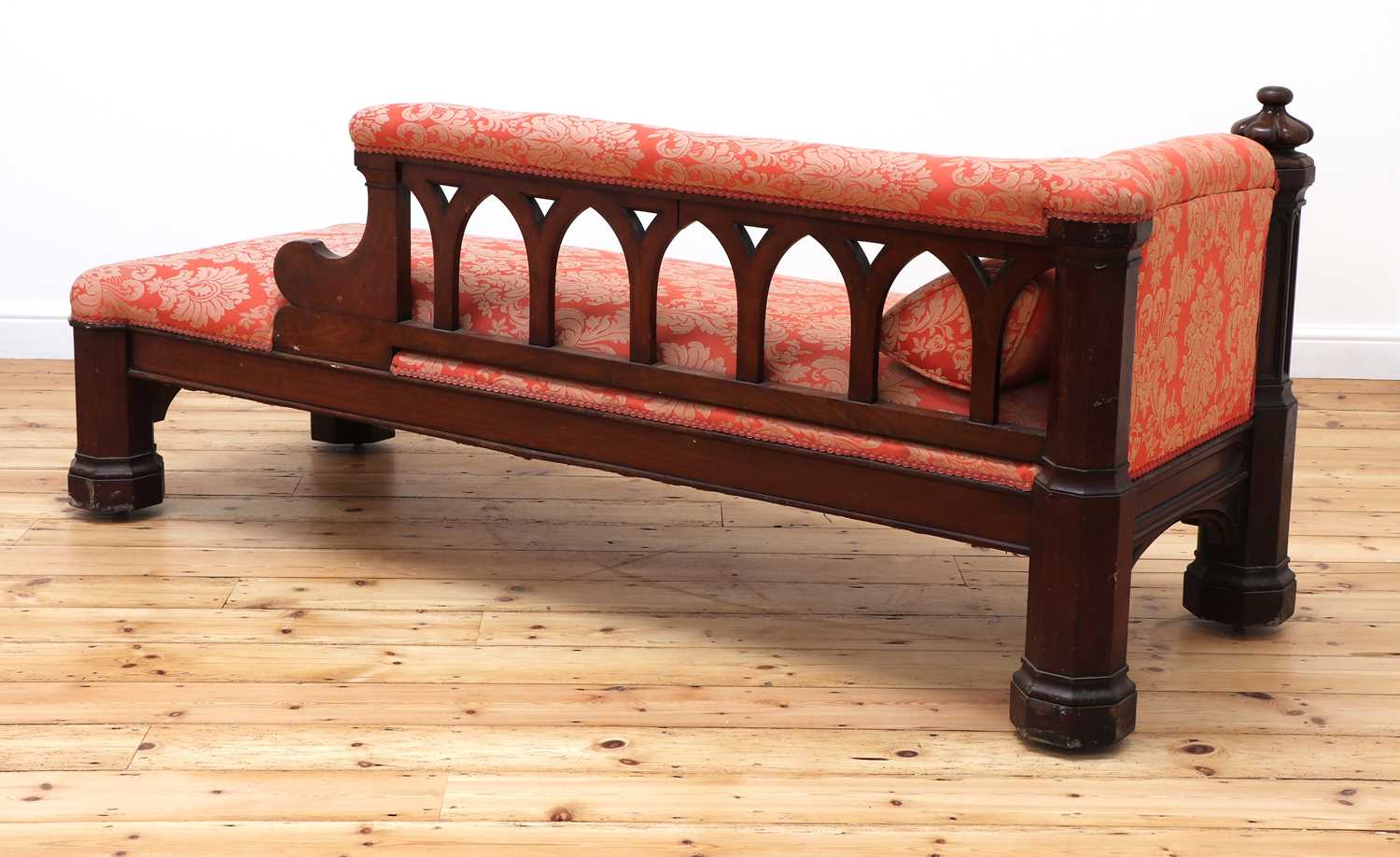 A Victorian Gothic Revival mahogany chaise longue, - Image 3 of 4