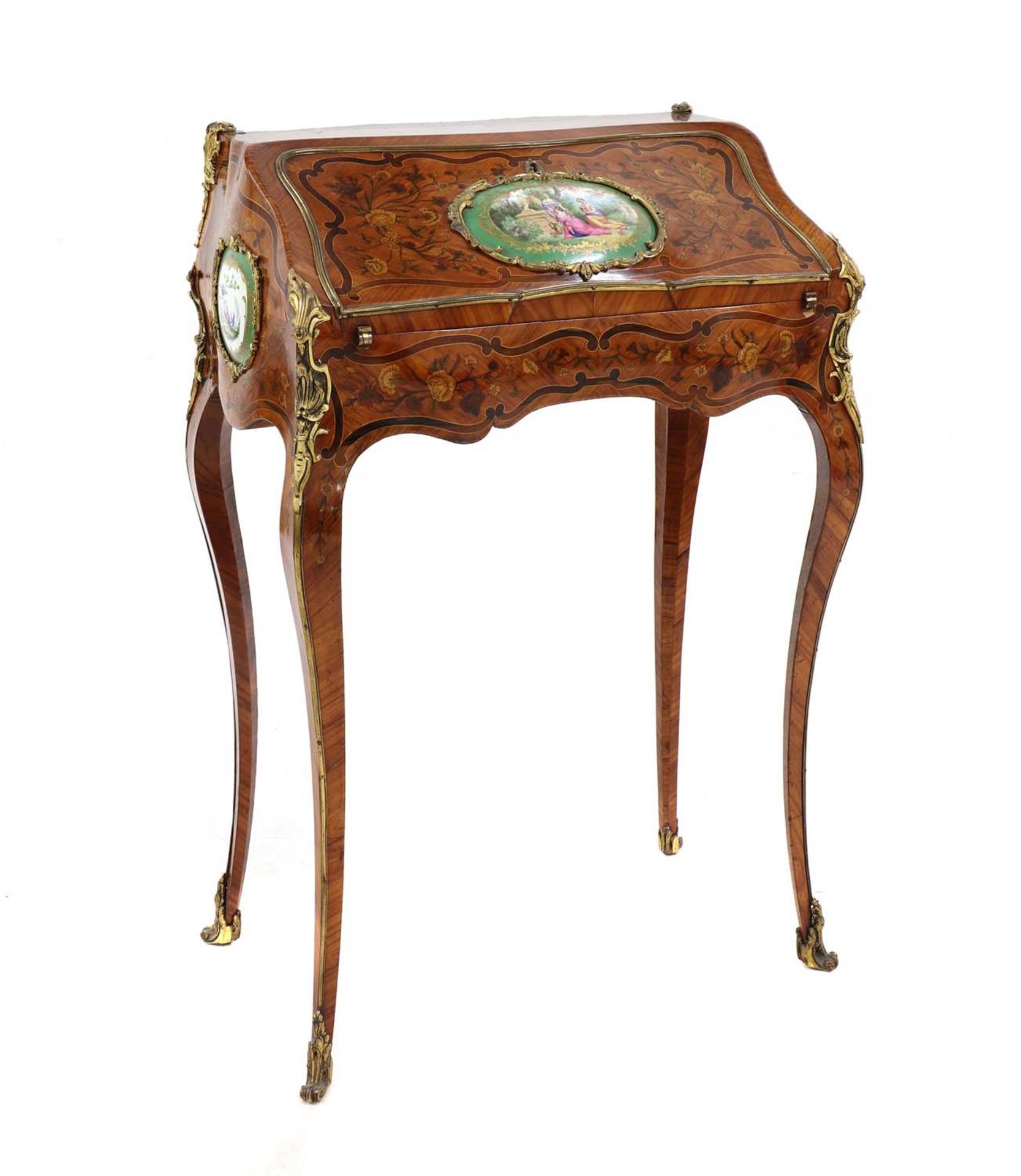 A small French Louis XV-style kingwood and marquetry bureau de dame, - Image 2 of 16