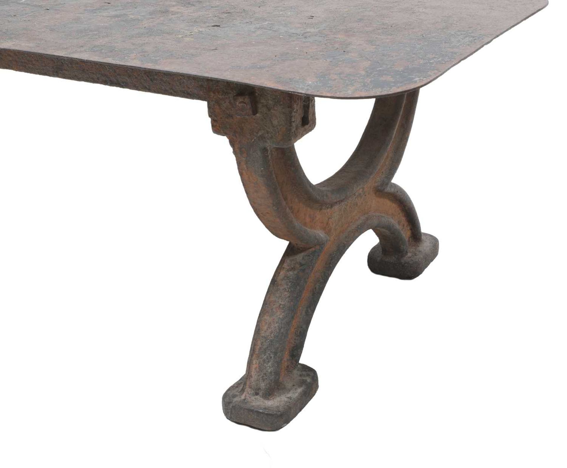 An industrial cast and sheet iron coffee table, - Image 2 of 4