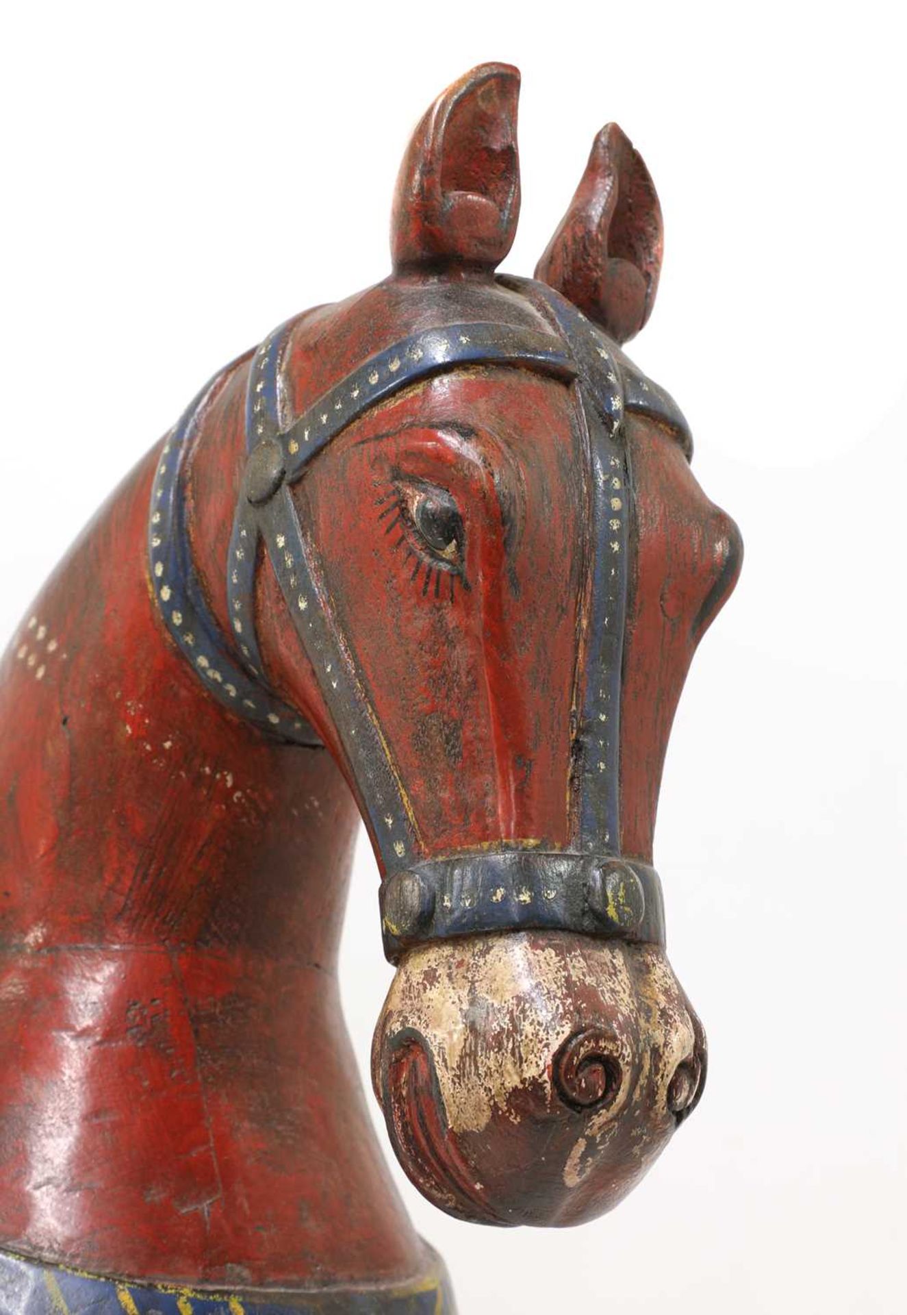 An Indian polychrome painted wooden horse, - Image 4 of 7